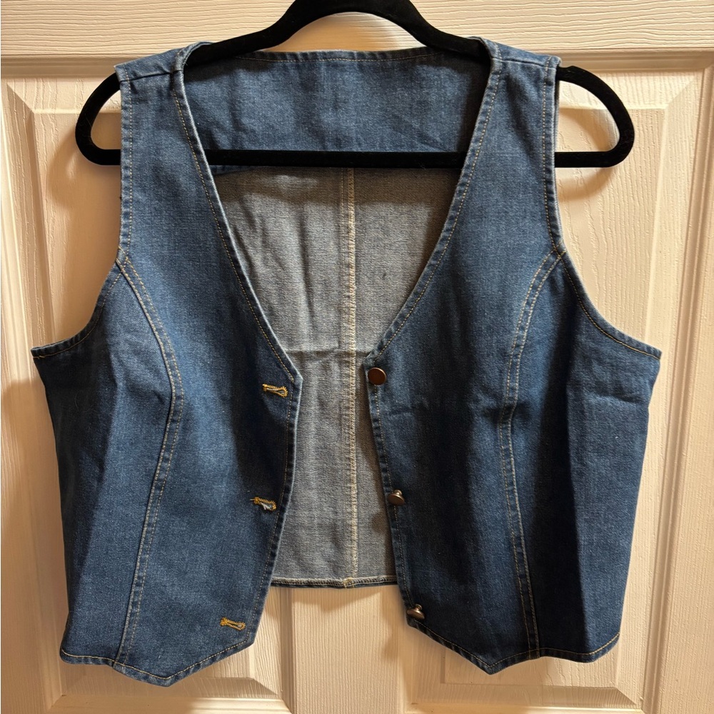 Denim Vest with Button Closure